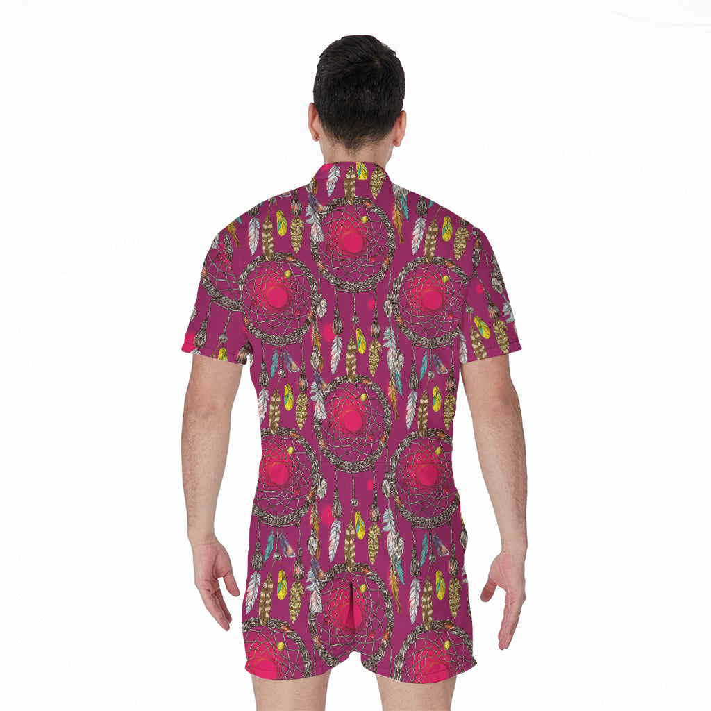 Purple Native Dream Catcher Print Men's Rompers