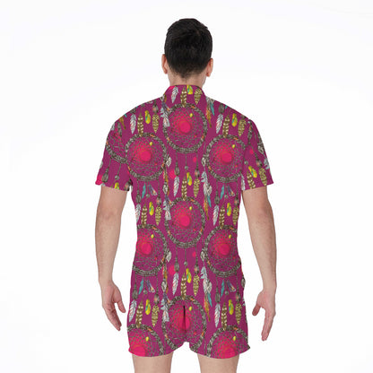 Purple Native Dream Catcher Print Men's Rompers