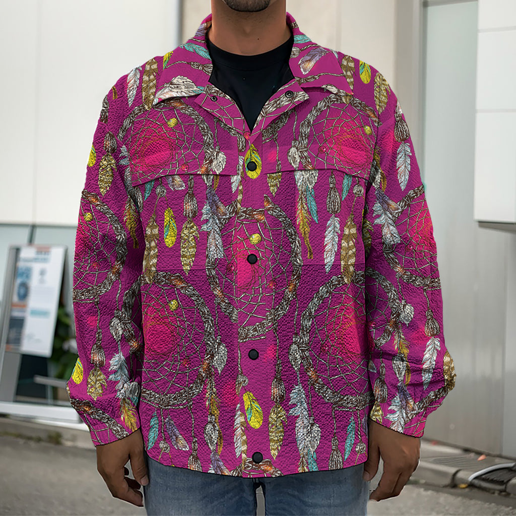 Purple Native Dream Catcher Print Men's Shirt Jacket