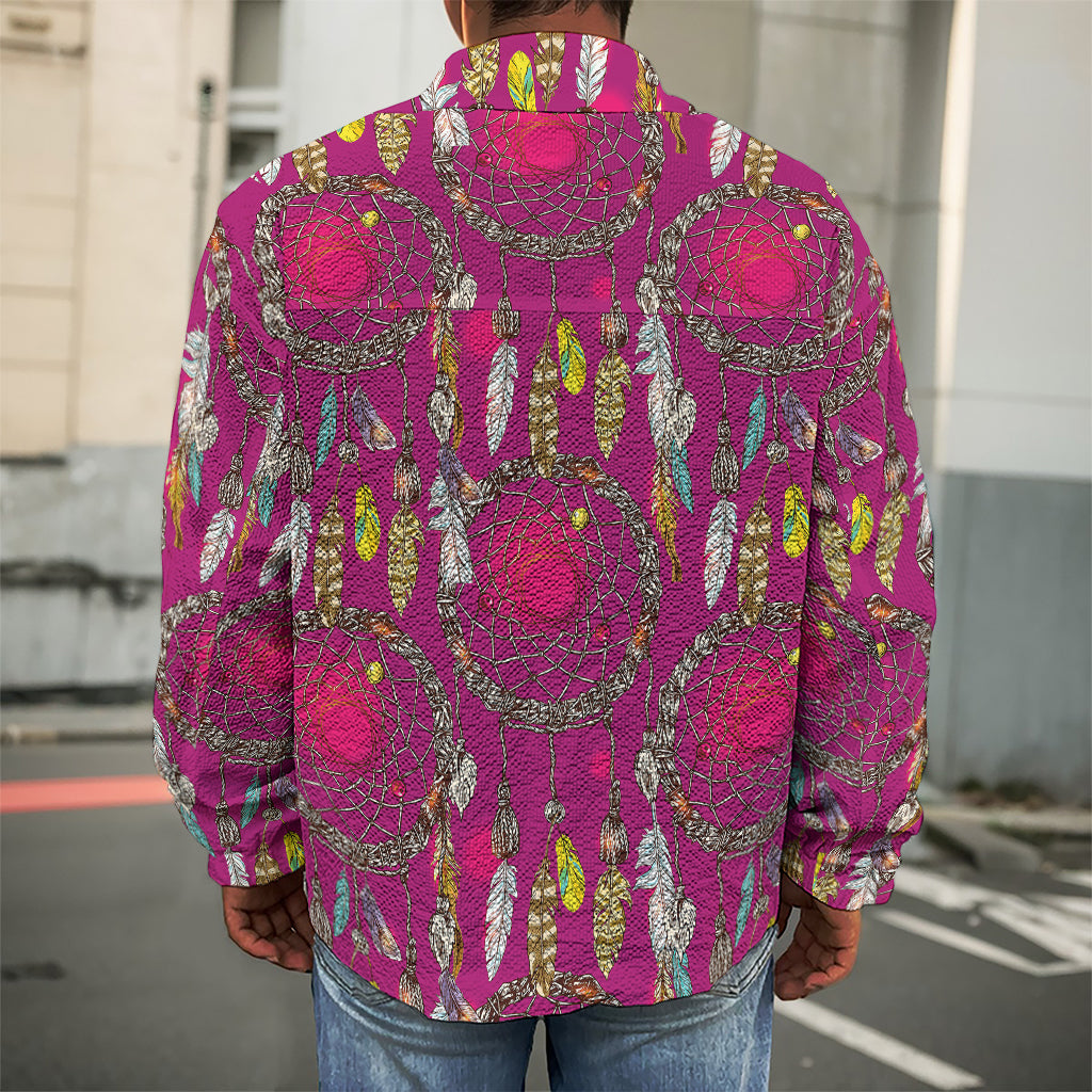 Purple Native Dream Catcher Print Men's Shirt Jacket