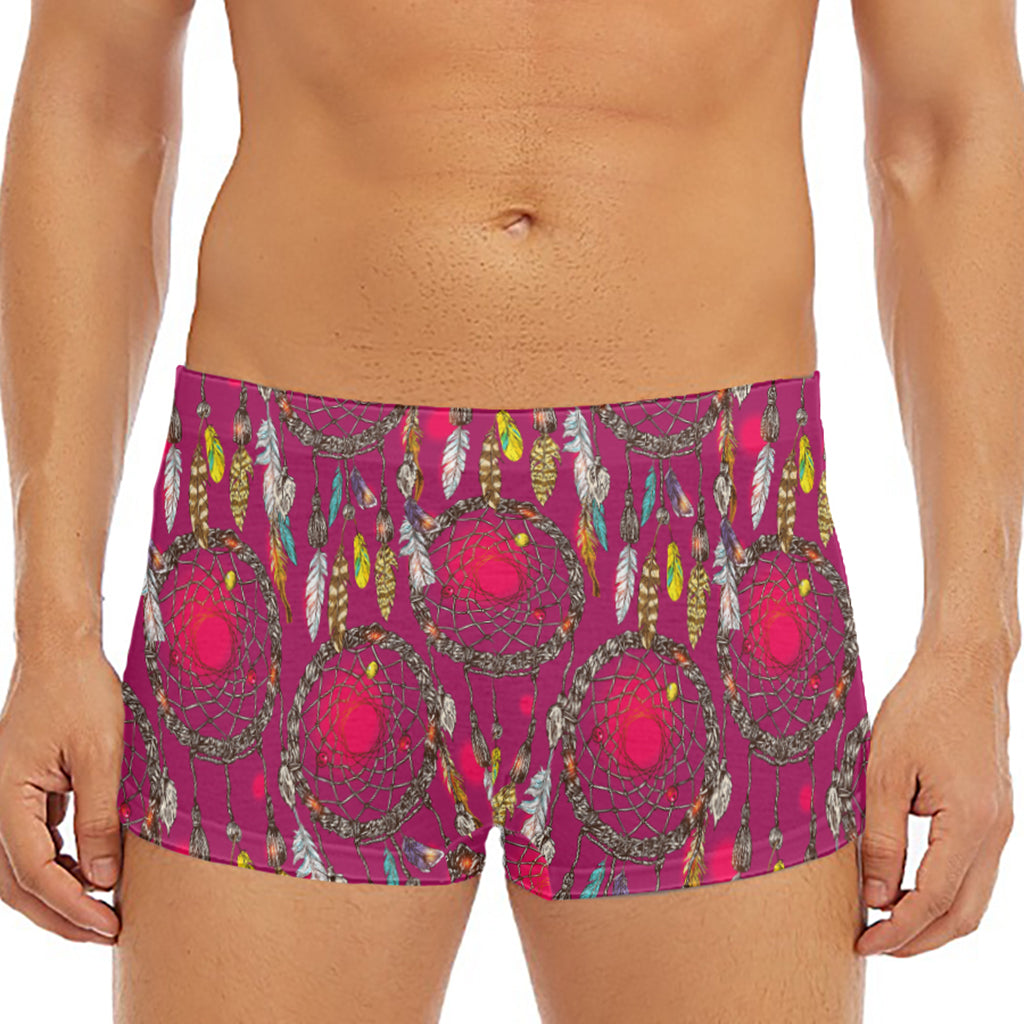Purple Native Dream Catcher Print Men's Short Boxer Briefs