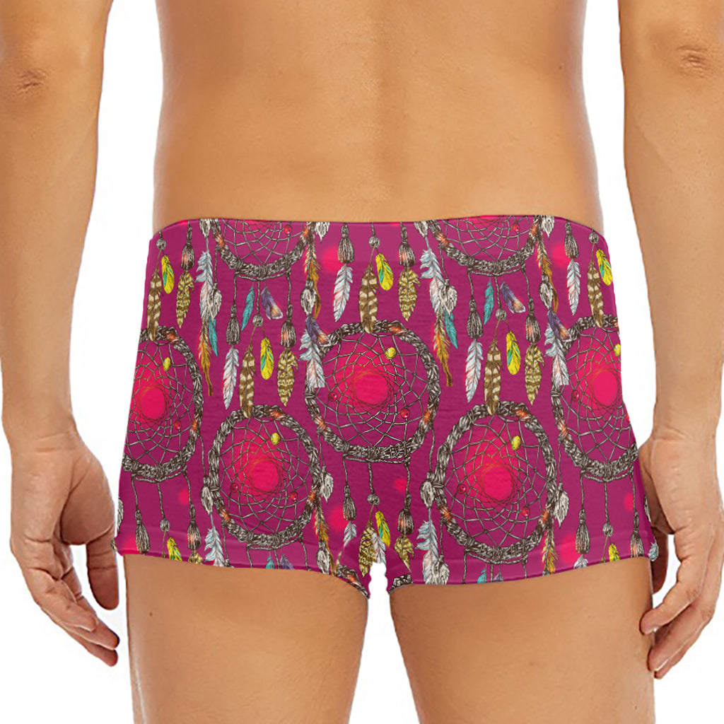 Purple Native Dream Catcher Print Men's Short Boxer Briefs