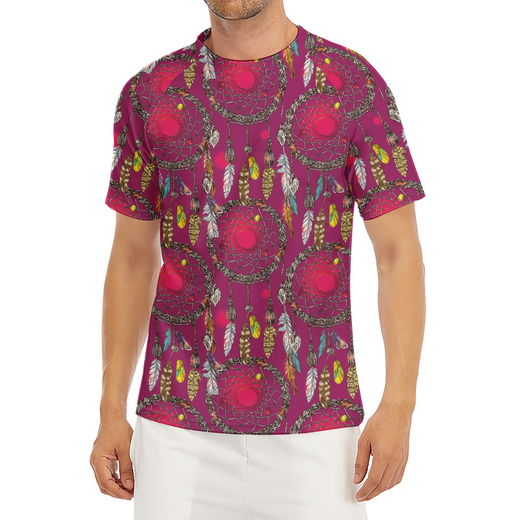 Purple Native Dream Catcher Print Men's Short Sleeve Rash Guard
