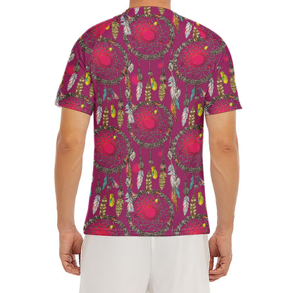 Purple Native Dream Catcher Print Men's Short Sleeve Rash Guard