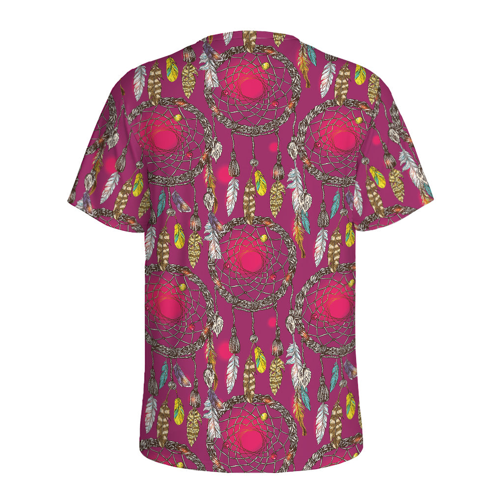 Purple Native Dream Catcher Print Men's Sports T-Shirt