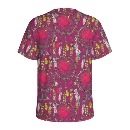 Purple Native Dream Catcher Print Men's Sports T-Shirt