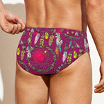 Purple Native Dream Catcher Print Men's Swim Briefs