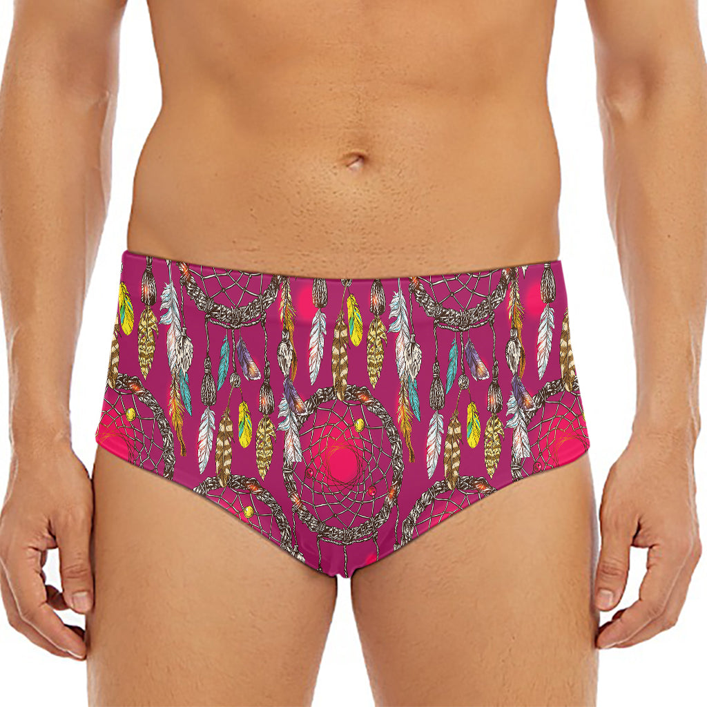 Purple Native Dream Catcher Print Men's Triangle Swim Briefs