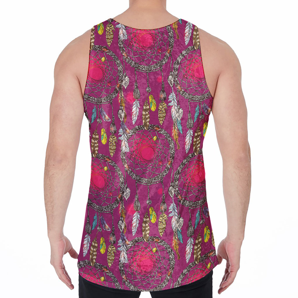 Purple Native Dream Catcher Print Men's Velvet Tank Top