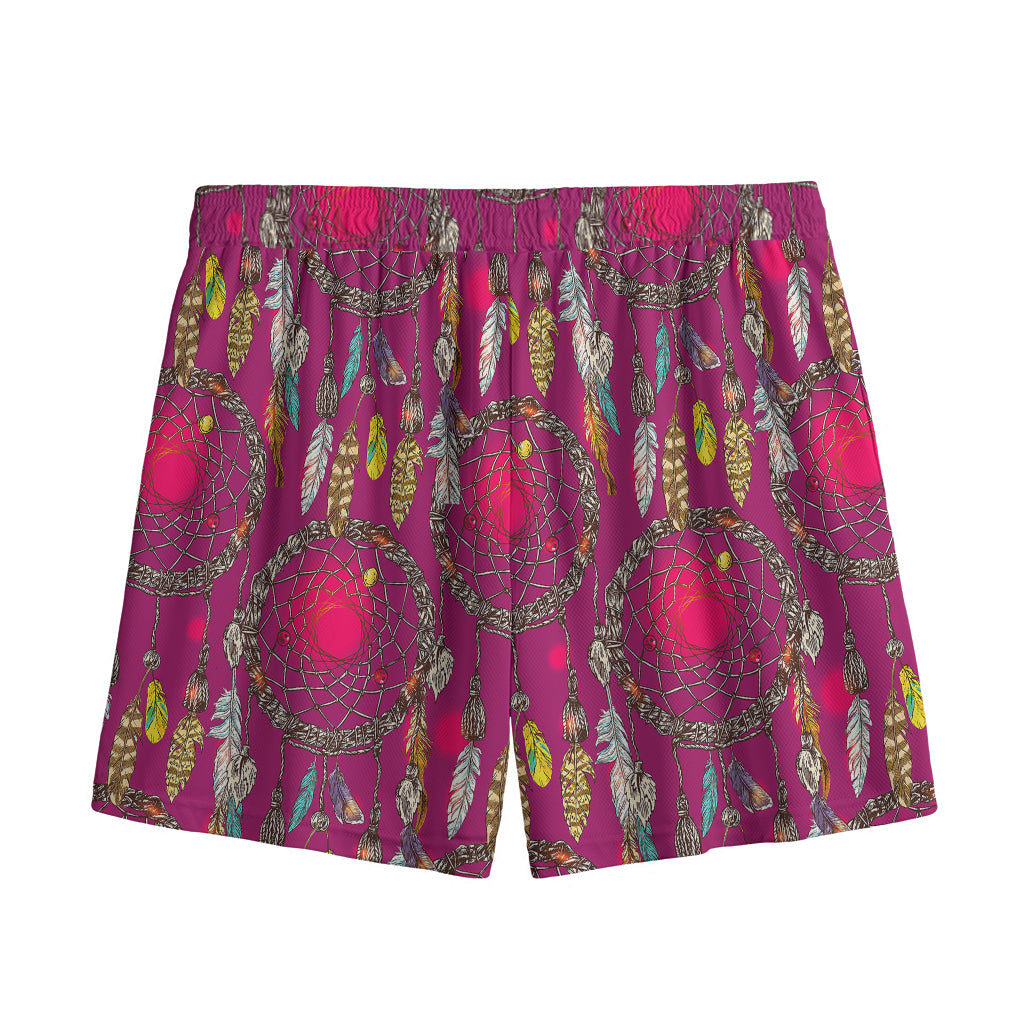 Purple Native Dream Catcher Print Mesh Shorts