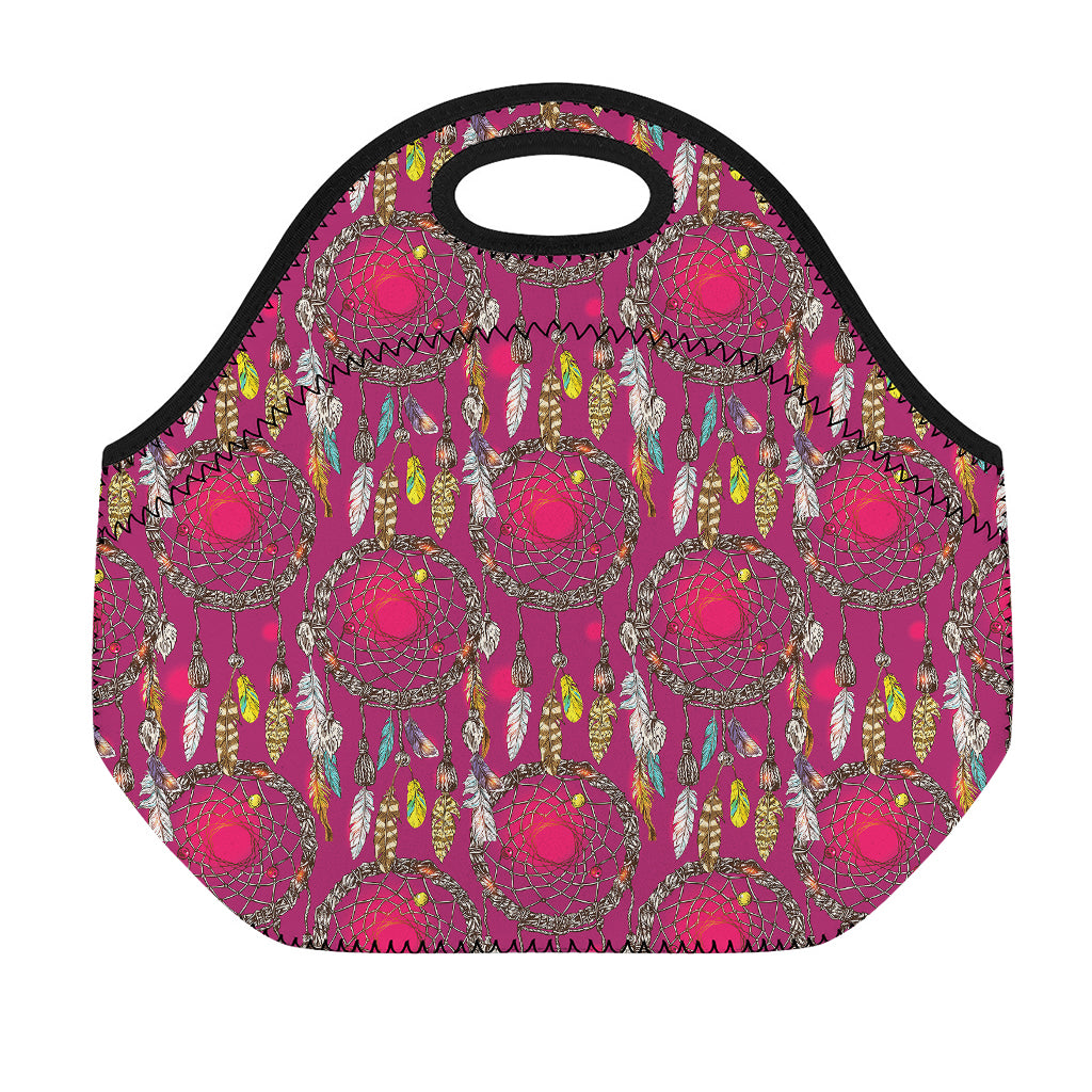 Purple Native Dream Catcher Print Neoprene Lunch Bag