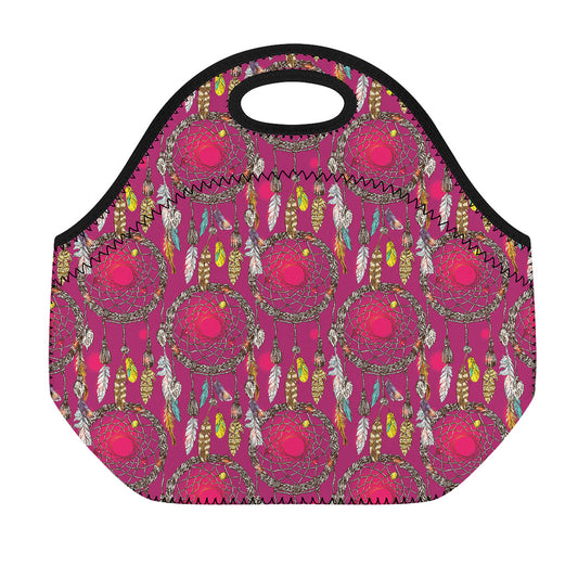 Purple Native Dream Catcher Print Neoprene Lunch Bag