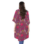 Purple Native Dream Catcher Print Open Front Beach Cover Up