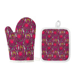Purple Native Dream Catcher Print Oven Mitt And Pot Holder Set