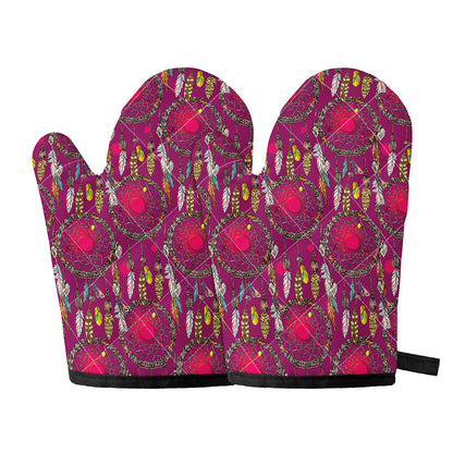 Purple Native Dream Catcher Print Oven Mitts