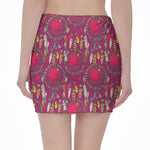 Purple Native Dream Catcher Print Pencil Mini Skirt