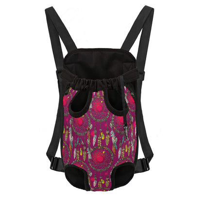 Purple Native Dream Catcher Print Pet Carrier Backpack