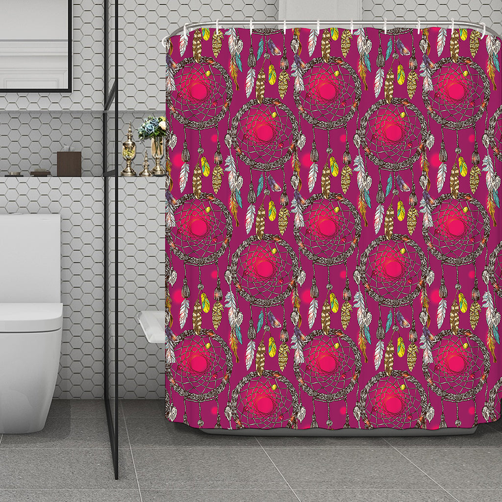 Purple Native Dream Catcher Print Polyester Shower Curtain