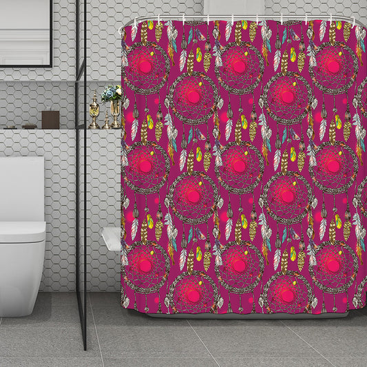 Purple Native Dream Catcher Print Polyester Shower Curtain
