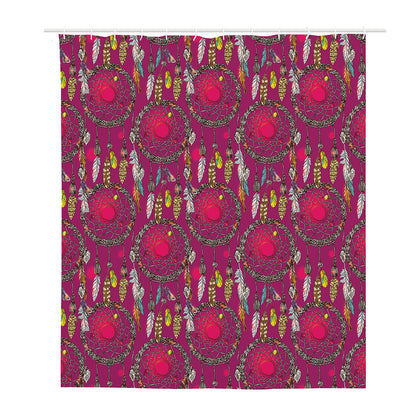 Purple Native Dream Catcher Print Polyester Shower Curtain