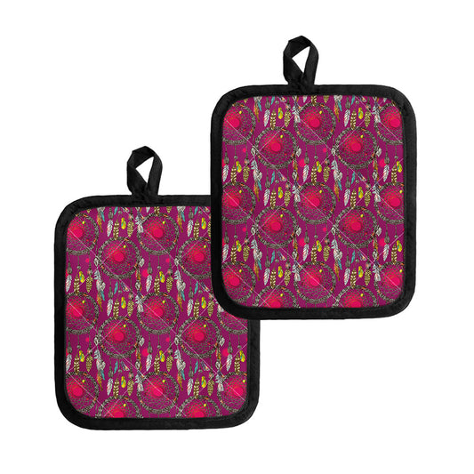 Purple Native Dream Catcher Print Pot Holders