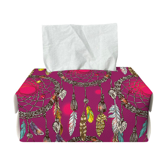Purple Native Dream Catcher Print Rectangle Tissue Box Cover