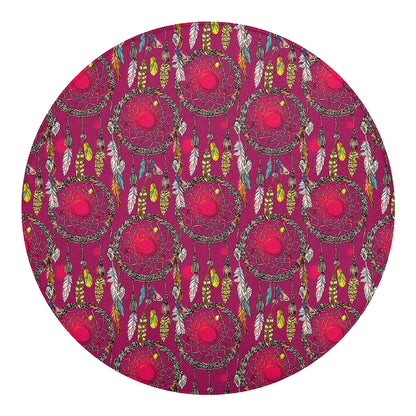 Purple Native Dream Catcher Print Round Blanket