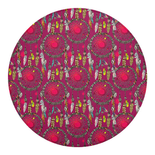Purple Native Dream Catcher Print Round Blanket