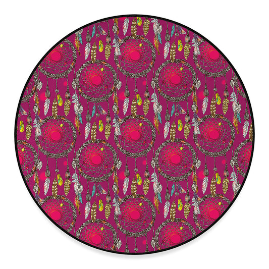 Purple Native Dream Catcher Print Round Floor Mat