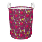 Purple Native Dream Catcher Print Round Laundry Basket