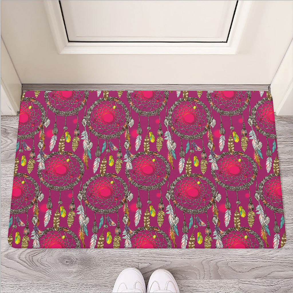 Purple Native Dream Catcher Print Rubber Doormat