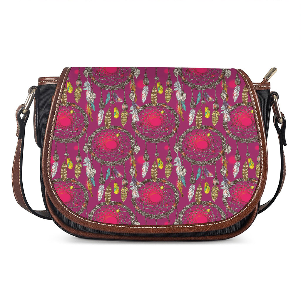 Purple Native Dream Catcher Print Saddle Bag