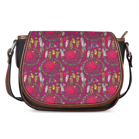 Purple Native Dream Catcher Print Saddle Bag