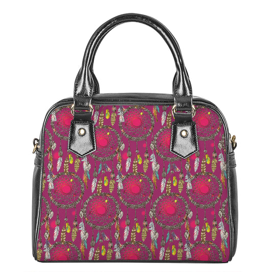 Purple Native Dream Catcher Print Shoulder Handbag