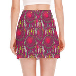 Purple Native Dream Catcher Print Side Slit Mini Skirt