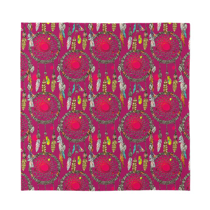 Purple Native Dream Catcher Print Silk Bandana