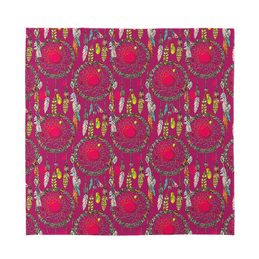 Purple Native Dream Catcher Print Silk Bandana