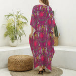 Purple Native Dream Catcher Print Silk V-Neck Kaftan Dress