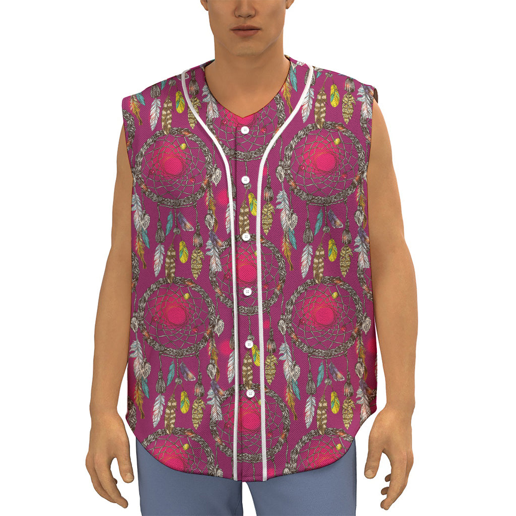 Purple Native Dream Catcher Print Sleeveless Baseball Jersey