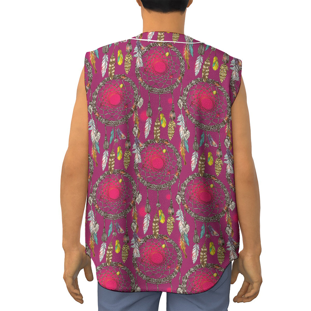 Purple Native Dream Catcher Print Sleeveless Baseball Jersey
