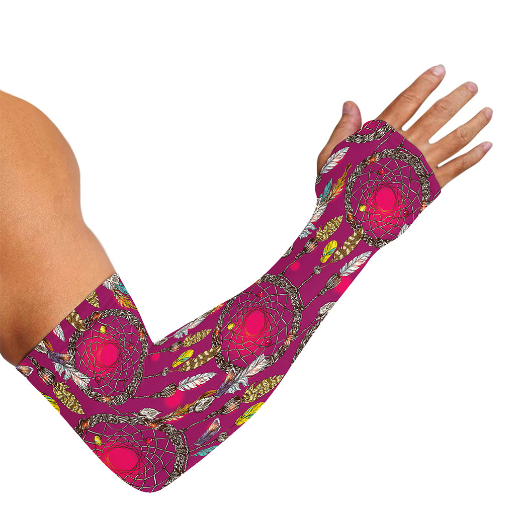 Purple Native Dream Catcher Print Sun Protection Arm Sleeves