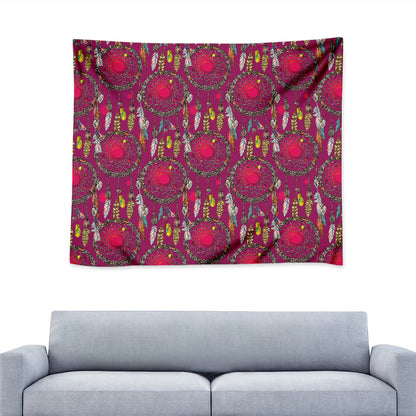 Purple Native Dream Catcher Print Tapestry