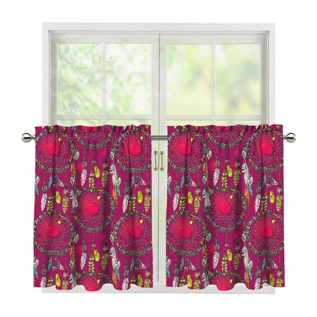 Purple Native Dream Catcher Print Tier Curtains