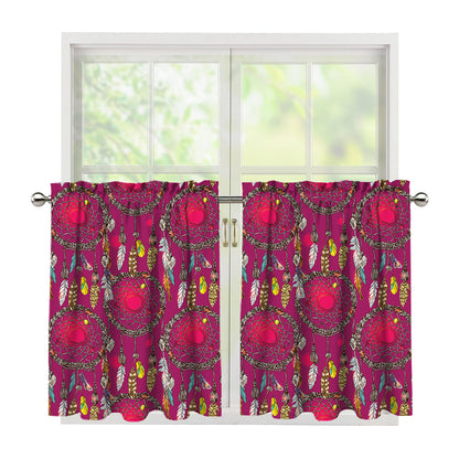 Purple Native Dream Catcher Print Tier Curtains