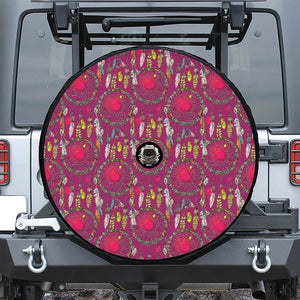 Purple Native Dream Catcher Print Tire Cover With Camera Hole