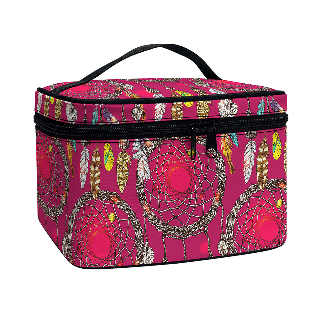 Purple Native Dream Catcher Print Travel Makeup Bag