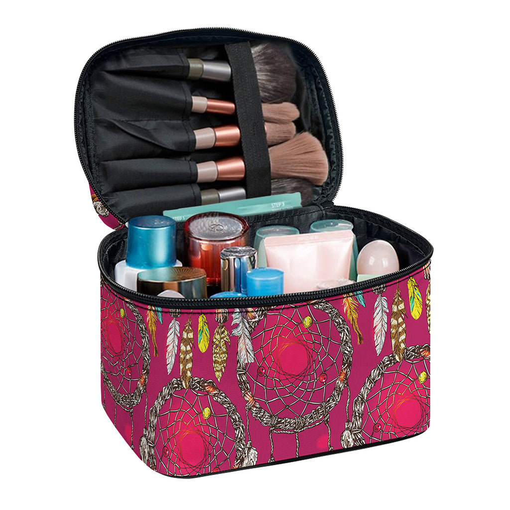 Purple Native Dream Catcher Print Travel Makeup Bag