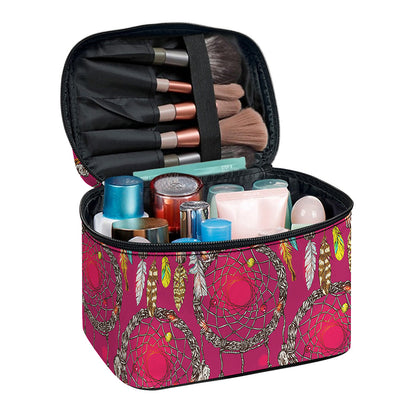 Purple Native Dream Catcher Print Travel Makeup Bag