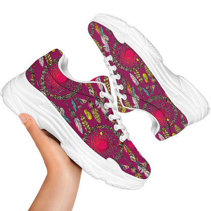 Purple Native Dream Catcher Print White Chunky Shoes