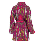 Purple Native Dream Catcher Print Women's Bathrobe